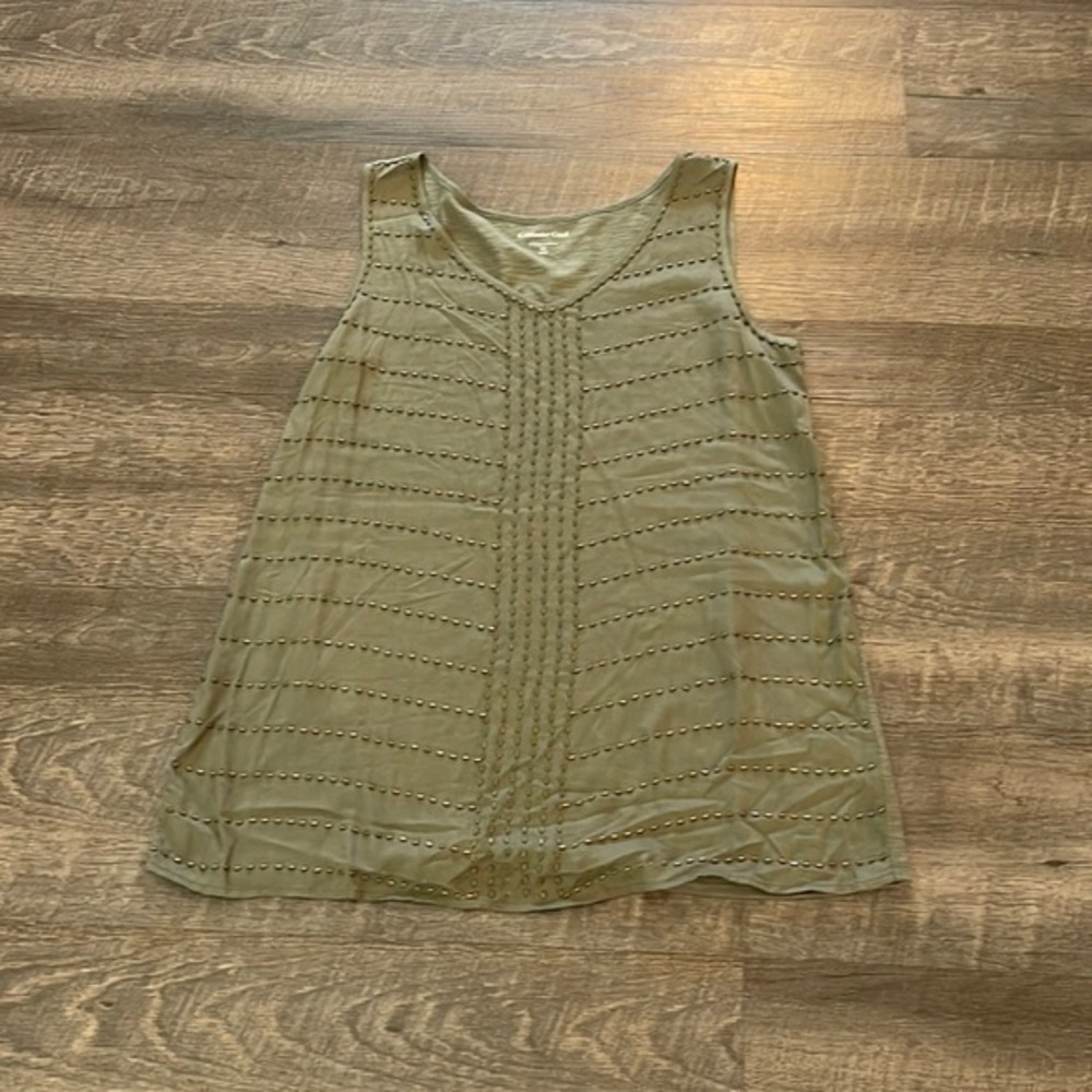 Coldwater creek beaded tank in army green